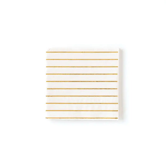 Cream and Gold Cocktail Napkin (Set of 18)