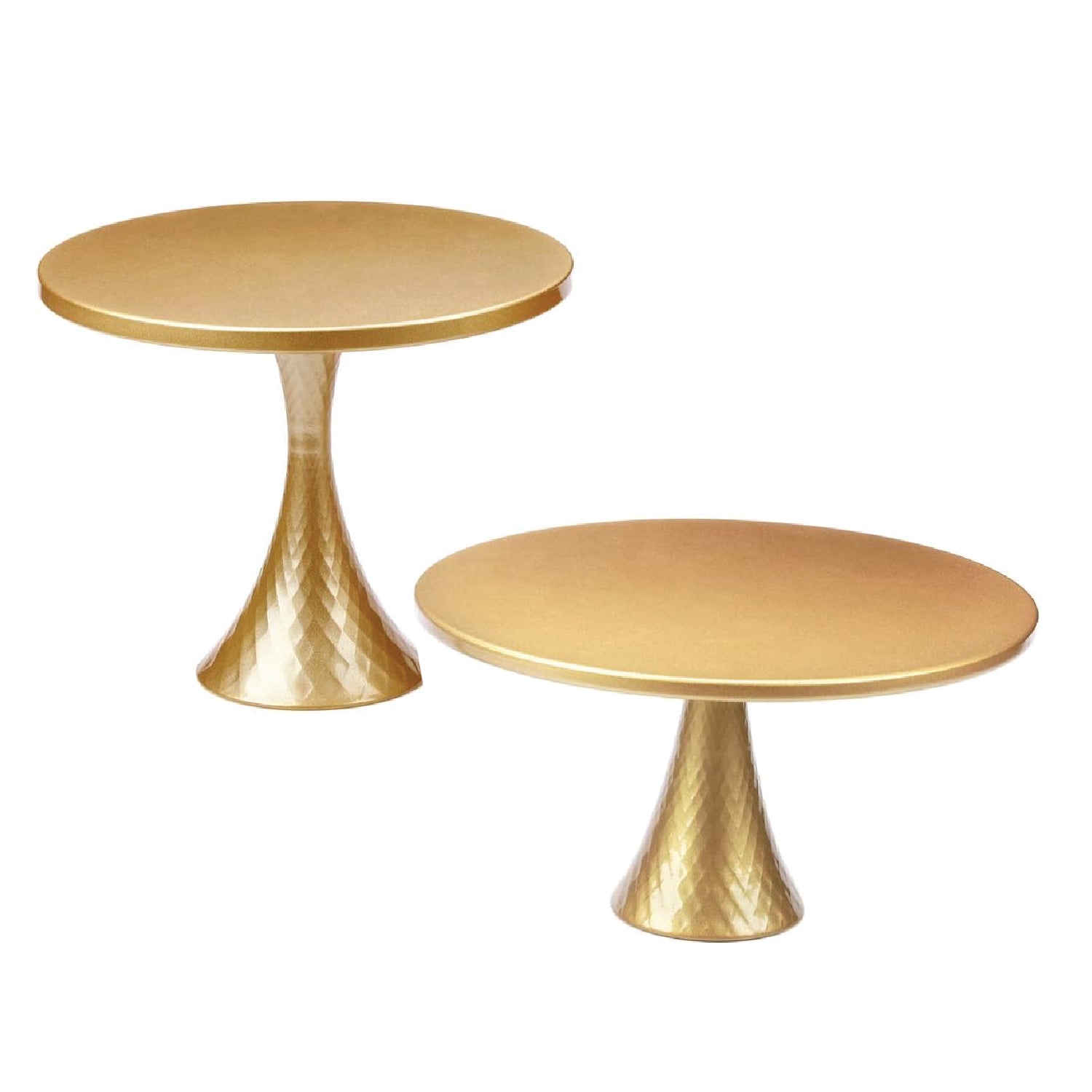 Two Brushed Gold Modern Cake Stands