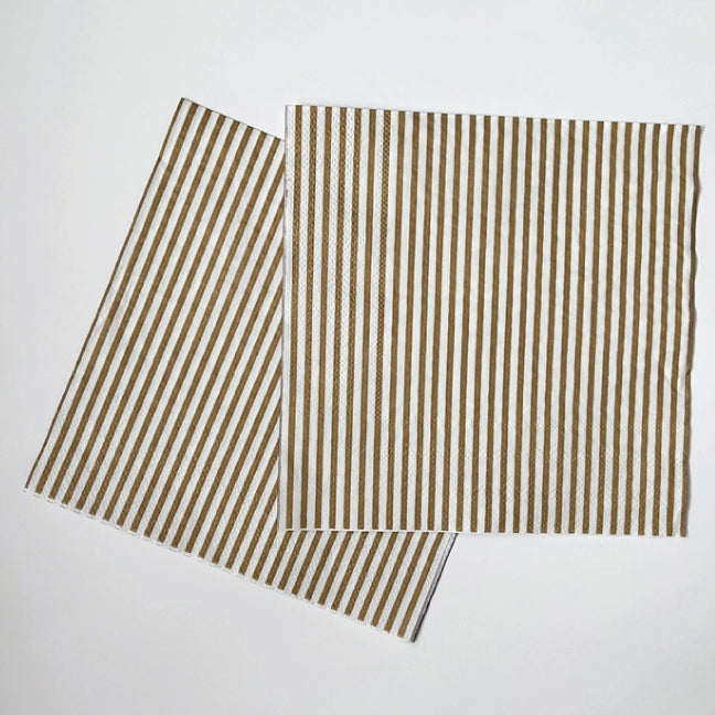 Gold and White Striped Napkin - Set of 16