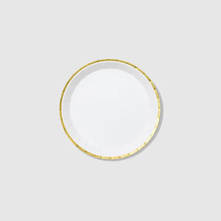 White and Gold Small Plates - 10 pack